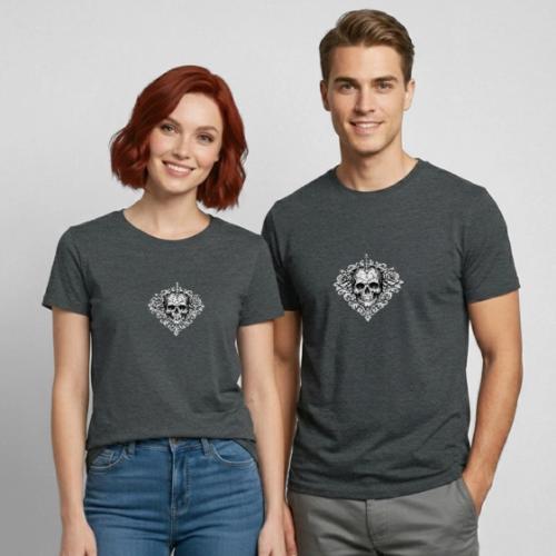 Gothic Filigree Skull - Heavyweight Unisex T-Shirt by Gildan