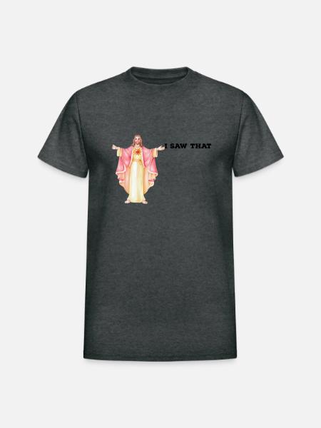 jesus I saw that - Heavyweight Unisex T-Shirt by Gildan - deep heather