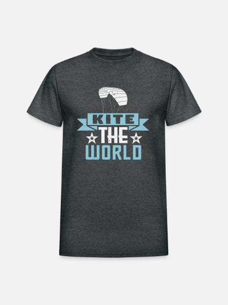 Kite The World - Heavyweight Unisex T-Shirt by Gildan - deep heather