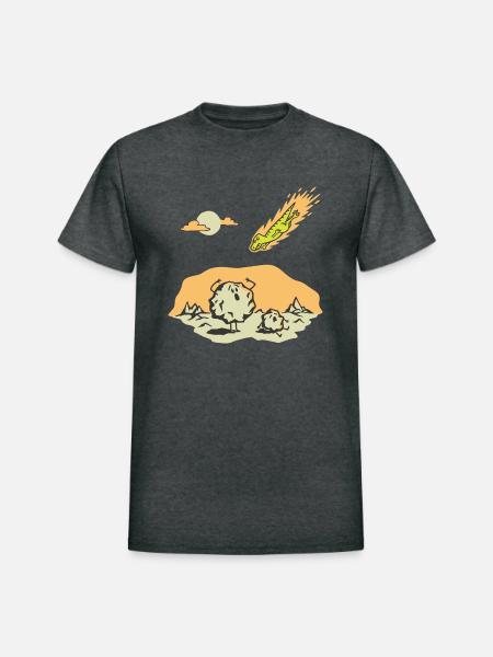 Dinosaur Meteor - Heavyweight Unisex T-Shirt by Gildan - deep heather