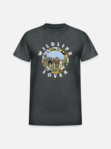 Wildlife Lover Blue Sky Zebra - Heavyweight Unisex T-Shirt by Gildan - deep heather