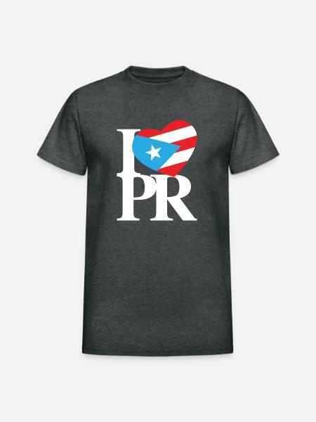 I Love Pr Retro - Heavyweight Unisex T-Shirt by Gildan - deep heather
