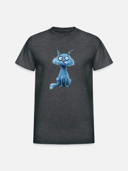 Funny Cat - Heavyweight Unisex T-Shirt by Gildan - deep heather