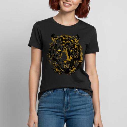 Yellow Tiger Head Portrait Drawing - Yellow Tiger - Heavyweight Unisex T-Shirt by Gildan