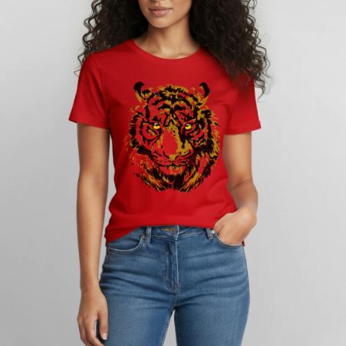 Yellow Tiger Head Portrait Drawing - Yellow Tiger - Heavyweight Unisex T-Shirt by Gildan