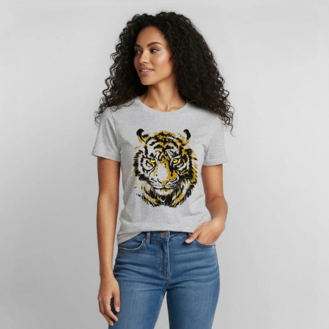 Yellow Tiger Head Portrait Drawing - Yellow Tiger
