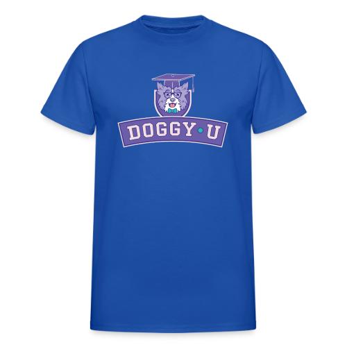 Doggy•U Purple Stack Logo - Heavyweight Unisex T-Shirt by Gildan