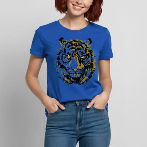 Yellow Tiger Head Portrait Drawing - Yellow Tiger - Heavyweight Unisex T-Shirt by Gildan