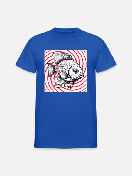 red striped fish - Heavyweight Unisex T-Shirt by Gildan - royal blue