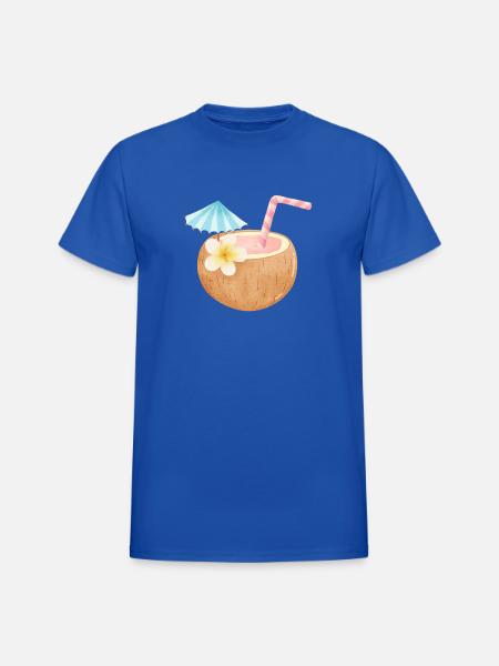 Tropical Coconut Sip - Heavyweight Unisex T-Shirt by Gildan - royal blue