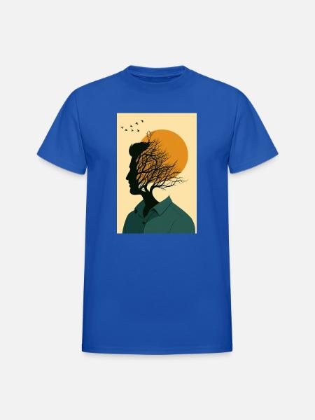 Sunlit Mindscape Silhouette - Heavyweight Unisex T-Shirt by Gildan - royal blue