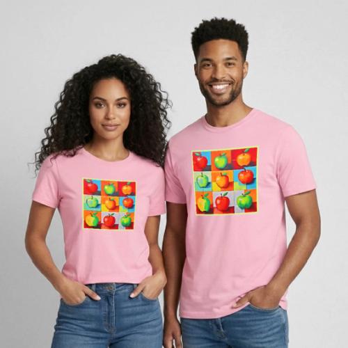 Colorful Apple Grid - Heavyweight Unisex T-Shirt by Gildan