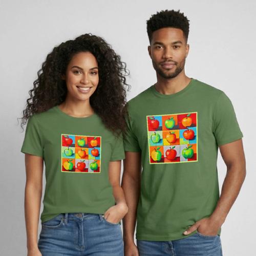 Colorful Apple Grid - Heavyweight Unisex T-Shirt by Gildan