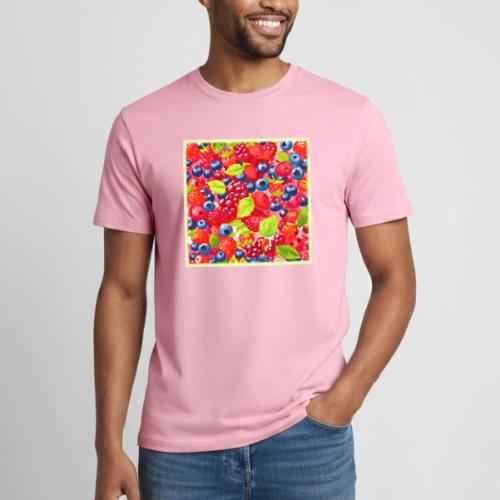 Colorful Berry Pattern - Heavyweight Unisex T-Shirt by Gildan