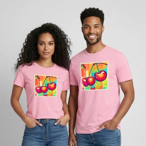 Vibrant Cherry Art - Heavyweight Unisex T-Shirt by Gildan