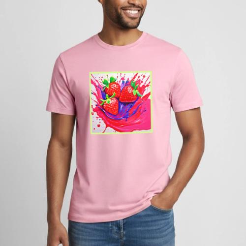 Vibrant Strawberry Splash - Heavyweight Unisex T-Shirt by Gildan