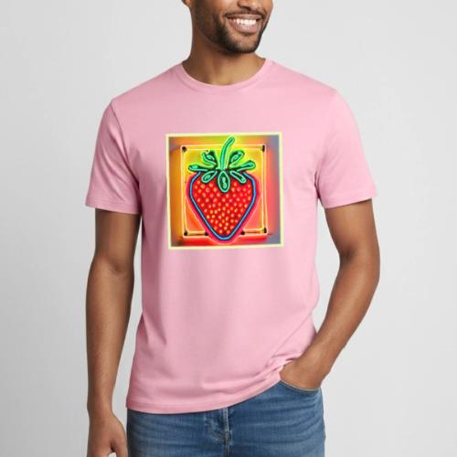 Colorful Strawberry Neon Glow - Heavyweight Unisex T-Shirt by Gildan
