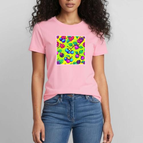Bright Berry Fruit Pattern - Heavyweight Unisex T-Shirt by Gildan