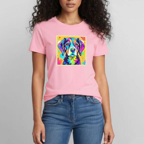 Rainbow Dog Portrait Design - Heavyweight Unisex T-Shirt by Gildan
