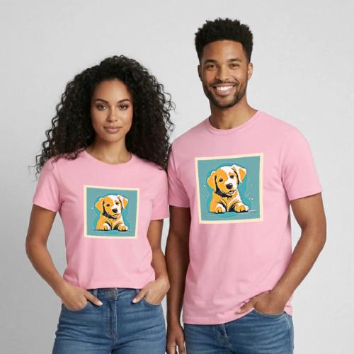 Cute Puppy Art Design - Heavyweight Unisex T-Shirt by Gildan