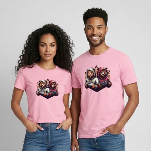2 grizzlies gamer bears - Heavyweight Unisex T-Shirt by Gildan