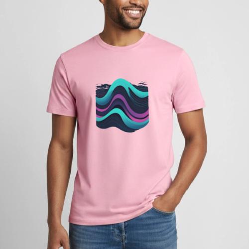 Abstract Wavy Ocean Pattern - Heavyweight Unisex T-Shirt by Gildan