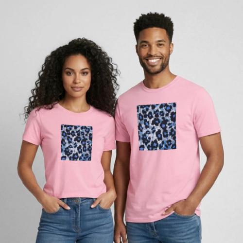 blue ank black leopard pattern - Heavyweight Unisex T-Shirt by Gildan