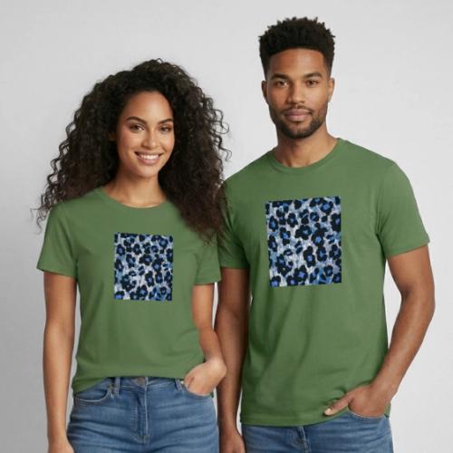blue ank black leopard pattern - Heavyweight Unisex T-Shirt by Gildan