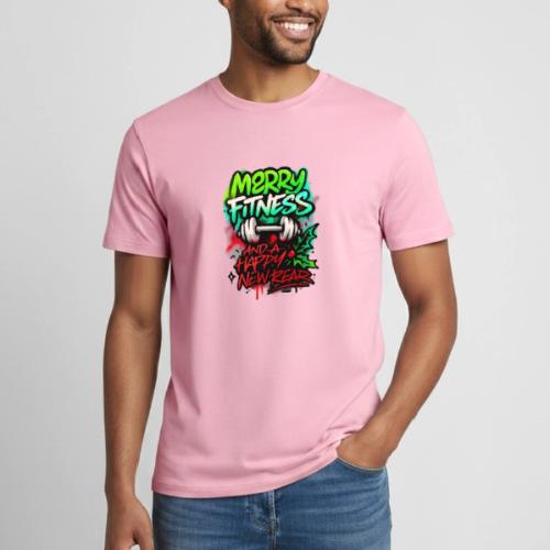 Merry Fitness Christmas Gym Humor - Heavyweight Unisex T-Shirt by Gildan