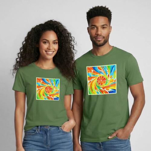 Citrus swirling Splash Design - Heavyweight Unisex T-Shirt by Gildan