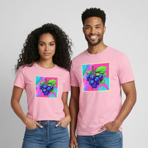 Vibrant Blueberry Artwork - Heavyweight Unisex T-Shirt by Gildan