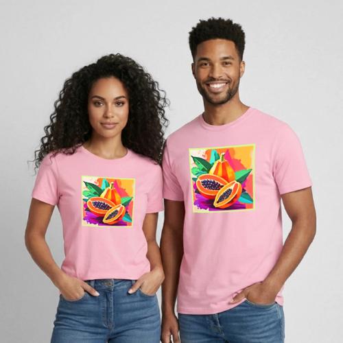 Sliced Papaya Pop Art - Heavyweight Unisex T-Shirt by Gildan
