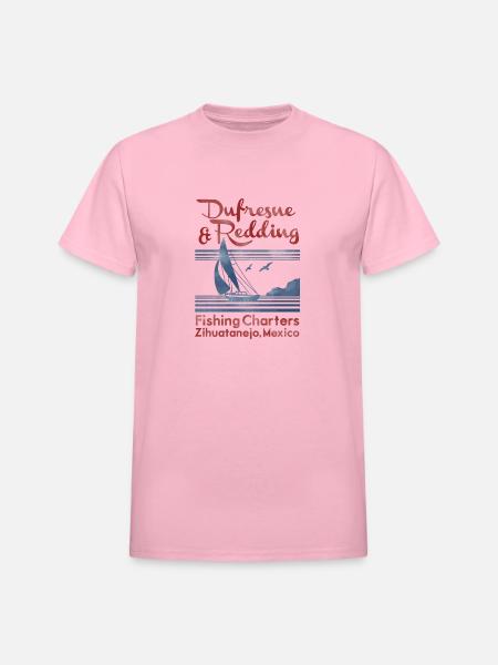 Dufresne and Redding Fishing Charters - Heavyweight Unisex T-Shirt by Gildan - light pink