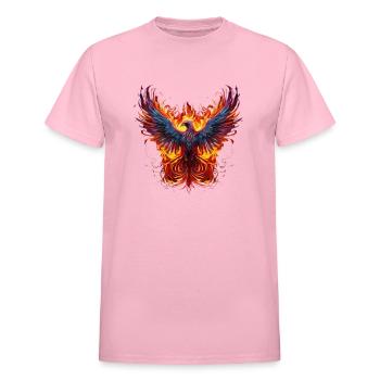 Eagle Image - Heavyweight Unisex T-Shirt by Gildan - light pink - Front - AI Model Female 172 dark (172cm) & AI Model Male 185 dark (185cm)
