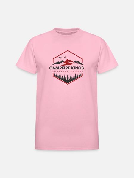 Campfire Kings Survival Queens - Heavyweight Unisex T-Shirt by Gildan - light pink
