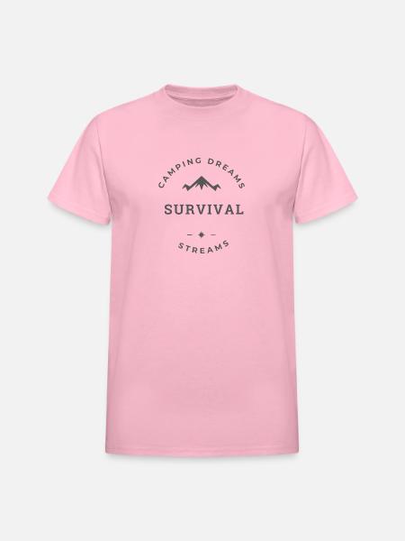 Camping Dreams Survival Streams - Heavyweight Unisex T-Shirt by Gildan - light pink