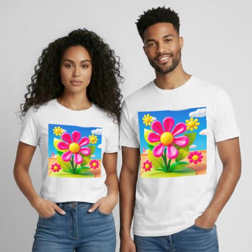 Pink Floral Peace | Sky & Nature Design - Heavyweight Unisex T-Shirt by Gildan
