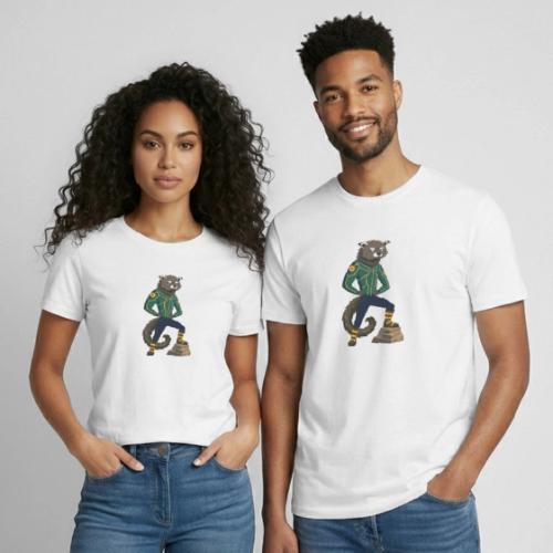 Raccoon Ranger in Neon Armor - Heavyweight Unisex T-Shirt by Gildan