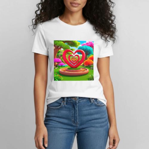 Triple heart landscape, nature, love, happiness - Heavyweight Unisex T-Shirt by Gildan