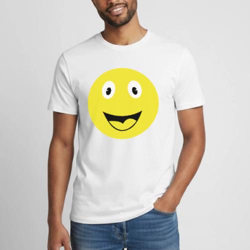 Yellow Happy Face Print - Heavyweight Unisex T-Shirt by Gildan
