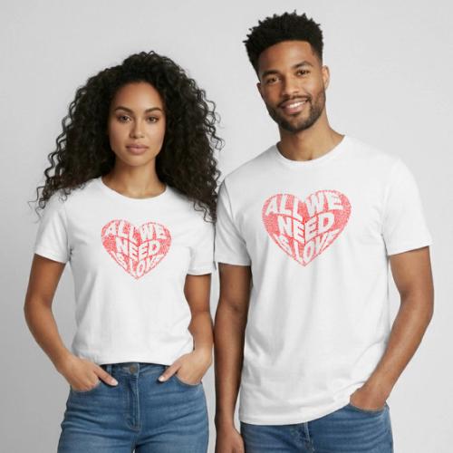 All We Need is Love in Heart - Heavyweight Unisex T-Shirt by Gildan