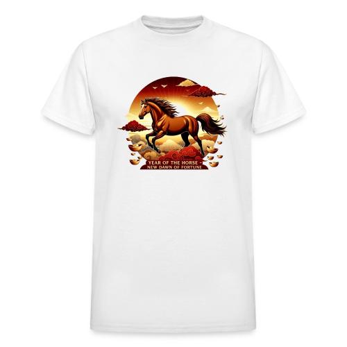 Year of the Horse Sunrise T Shirt, Lunar New Year - Heavyweight Unisex T-Shirt by Gildan