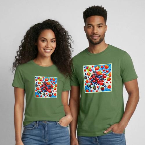 Colorful Berry Fiesta Design - Heavyweight Unisex T-Shirt by Gildan