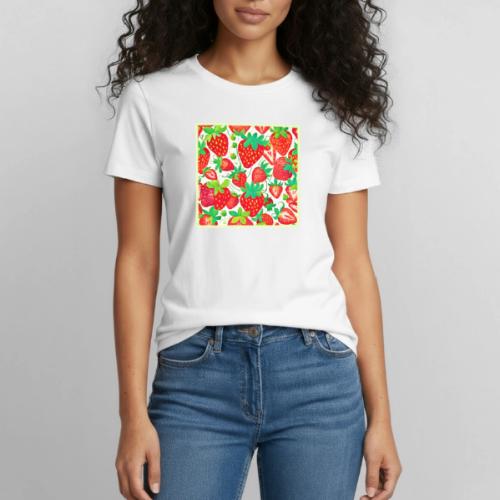 Strawberry Swirl Pattern - Heavyweight Unisex T-Shirt by Gildan