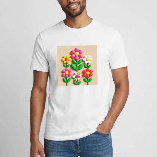 3D Flowers and Butterflies in Amber, Floral Design - Heavyweight Unisex T-Shirt by Gildan