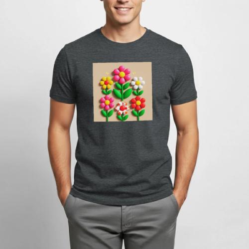 3D Flowers and Butterflies in Amber, Floral Design - Heavyweight Unisex T-Shirt by Gildan