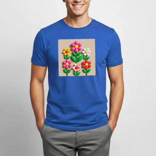 3D Flowers and Butterflies in Amber, Floral Design - Heavyweight Unisex T-Shirt by Gildan