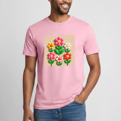 3D Flowers and Butterflies in Amber, Floral Design - Heavyweight Unisex T-Shirt by Gildan