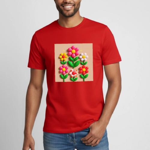 3D Flowers and Butterflies in Amber, Floral Design - Heavyweight Unisex T-Shirt by Gildan