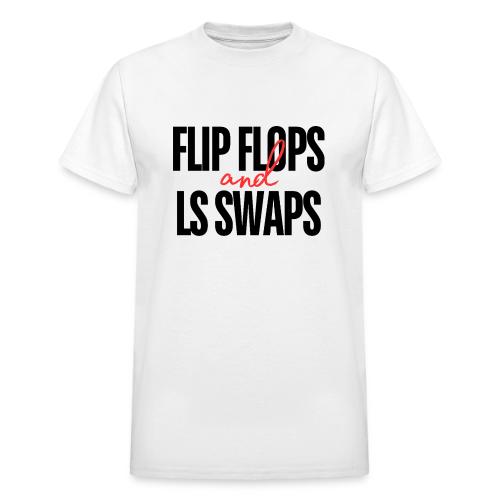Flip Flops and LS Swaps (RED) - Heavyweight Unisex T-Shirt by Gildan
